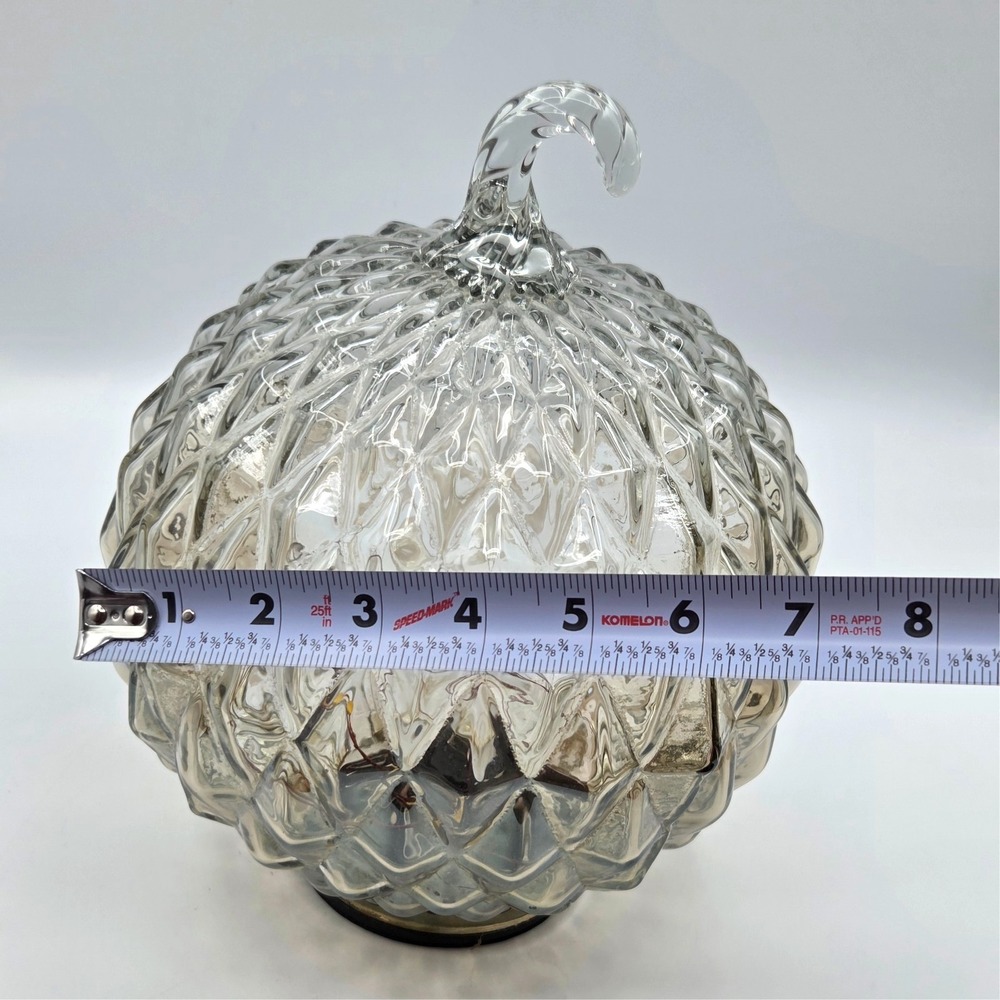 OLD Vintage Diamond Pattern LARGE Clear Glass Pumpkin LIGHTS UP‎ - Picture 4 of 4